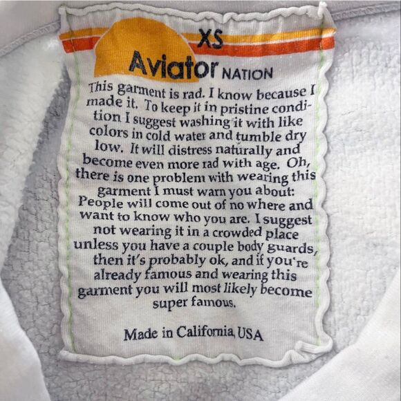 Aviator Nation Pullover White Sweatshirt Size XS - Picture 4 of 7